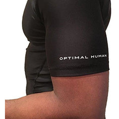 Black Short Sleeve Rashguard Compression Shirt | featuring UnderArm Mesh Cooling Panels - OPTIMAL HUMAN